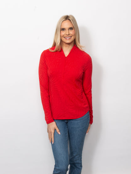 Sport Jacquard Concealed 1/4 Zip Neck Top
