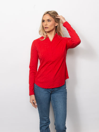 Sport Jacquard Concealed 1/4 Zip Neck Top