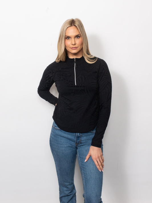Sport Jacquard Raglan Sleeve Zip Neck