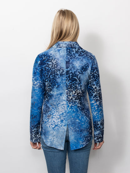 Tie Dyed Burnout Eyelash Button Shirt