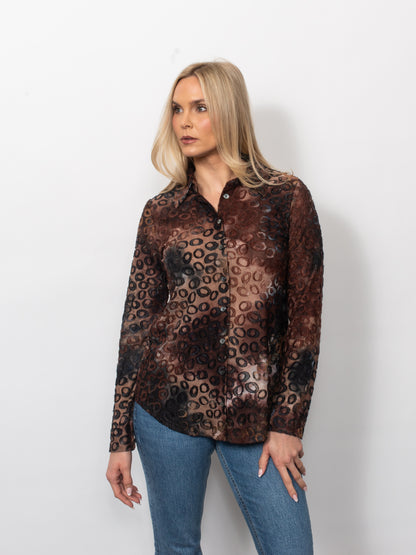 Tie Dyed Burnout Eyelash Button Shirt