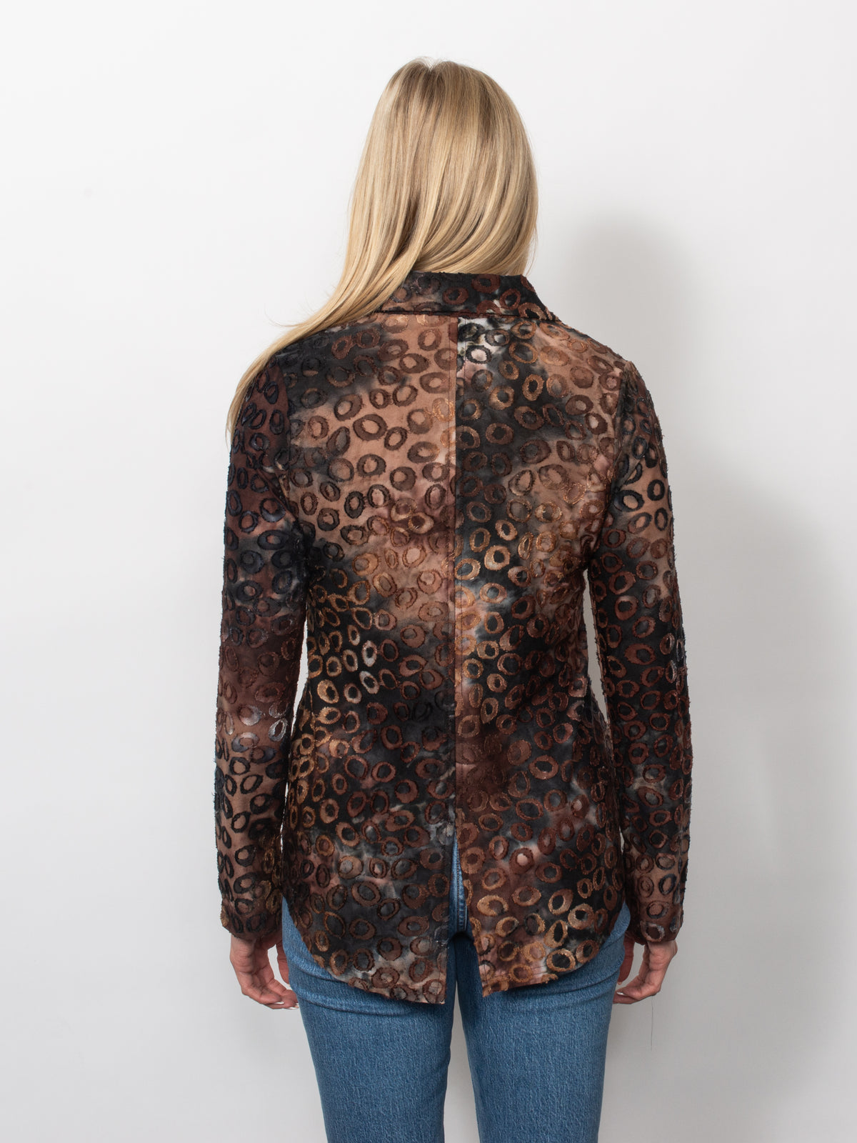 Tie Dyed Burnout Eyelash Button Shirt