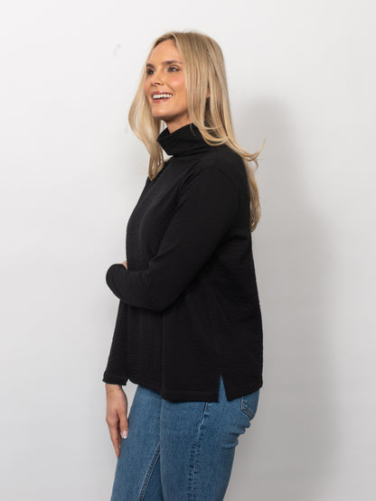 Seersucker Funnel Neck