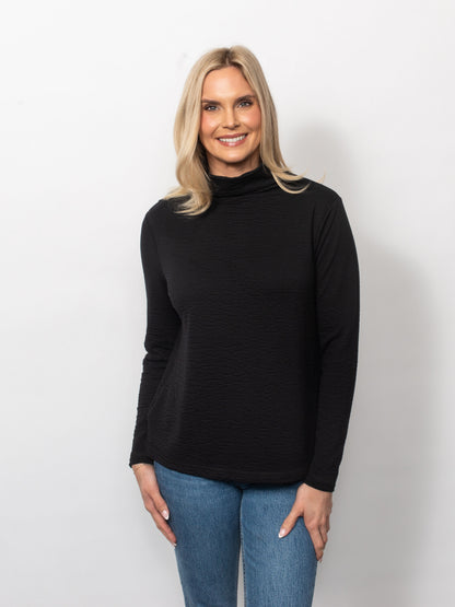 Seersucker Funnel Neck