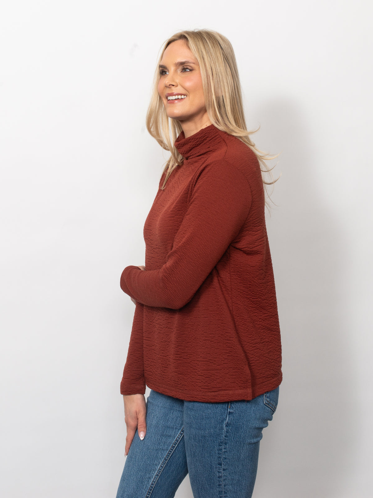 Seersucker Funnel Neck