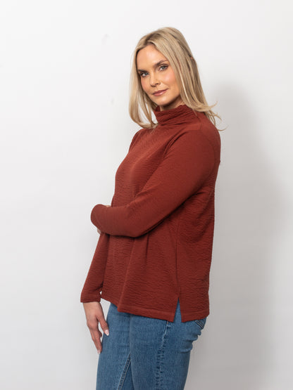 Seersucker Funnel Neck