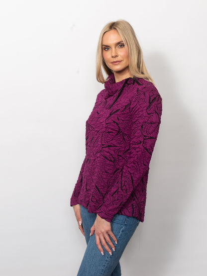 Blister Knit Asymmetrical Zip Collar