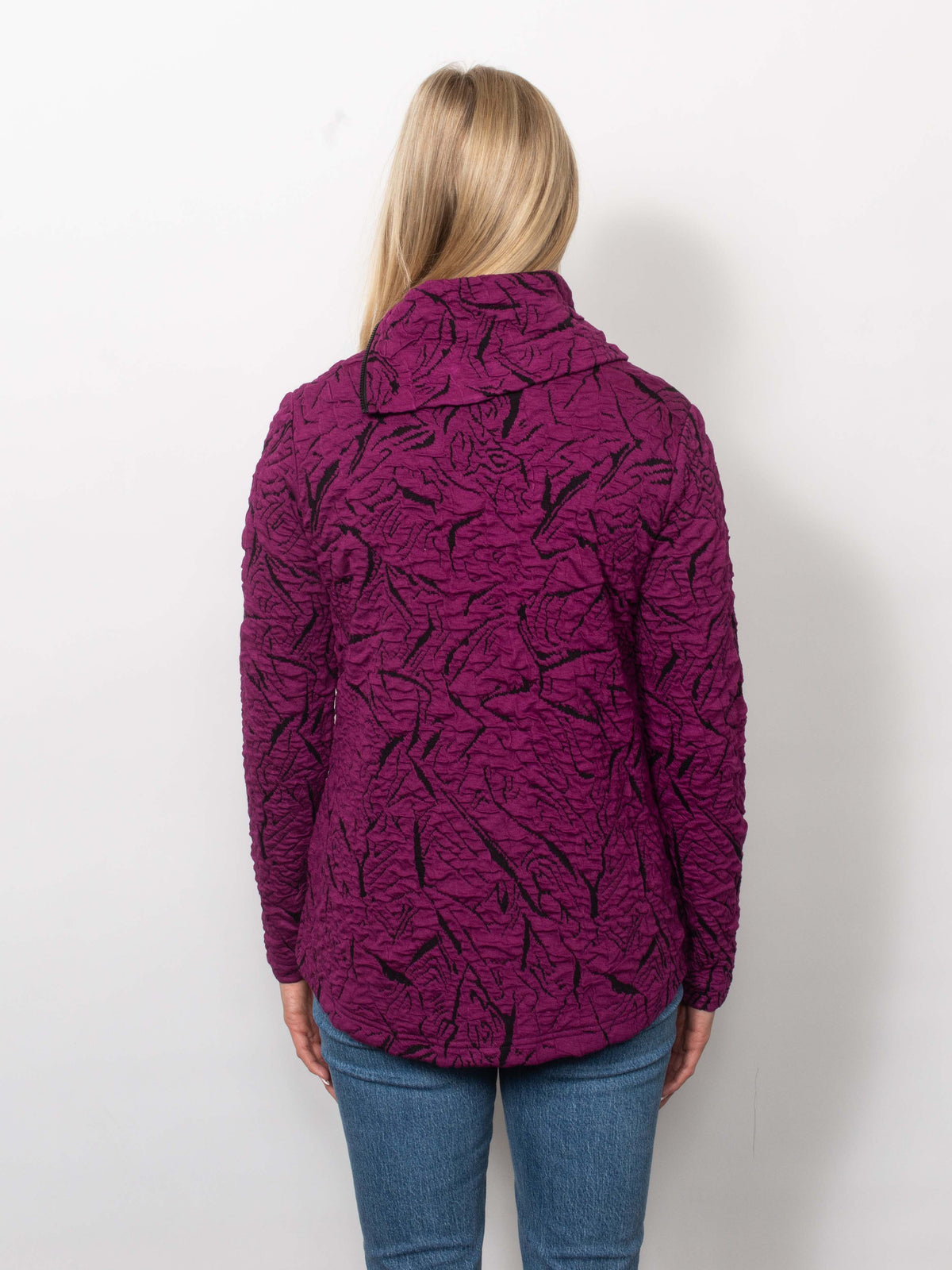 Blister Knit Asymmetrical Zip Collar