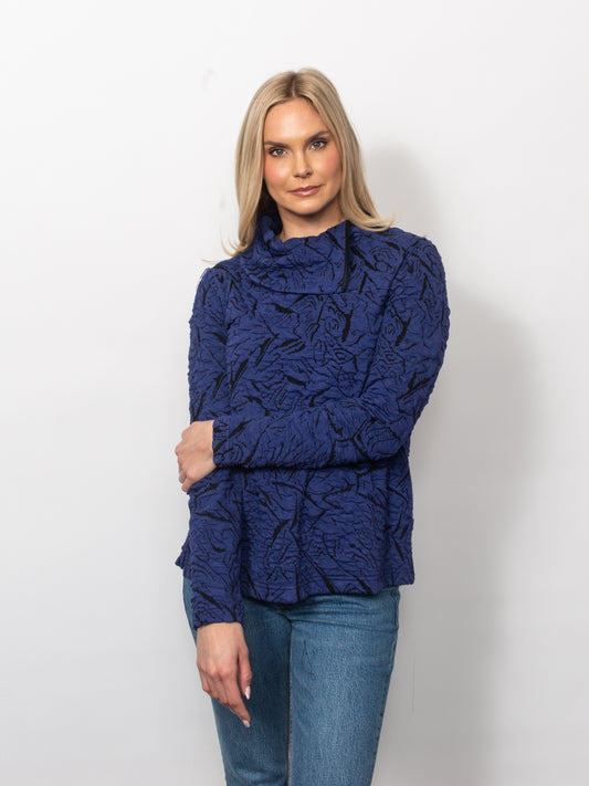 Blister Knit Asymmetrical Zip Collar