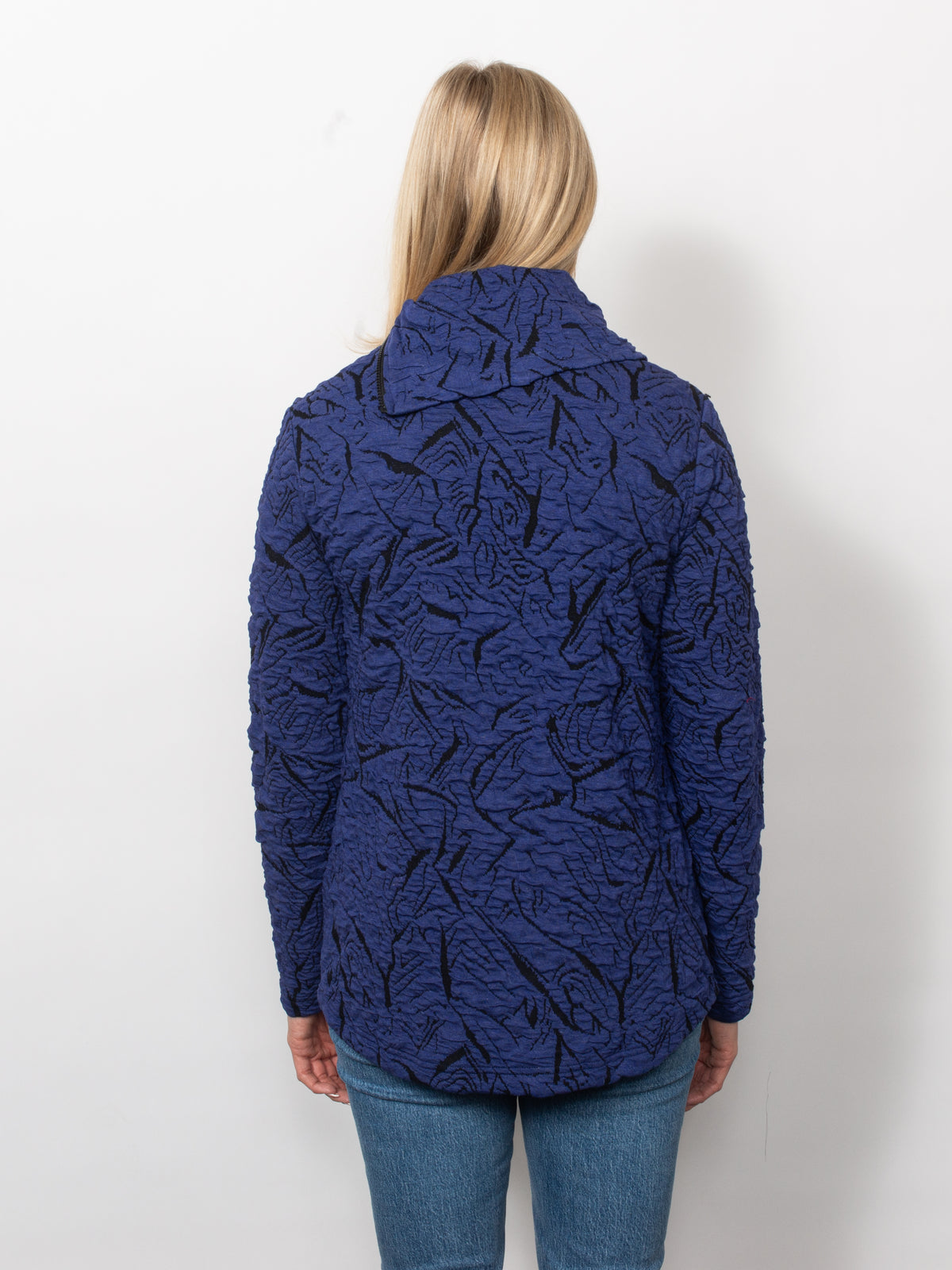Blister Knit Asymmetrical Zip Collar
