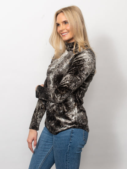 Crushed Velvet Button Shirt
