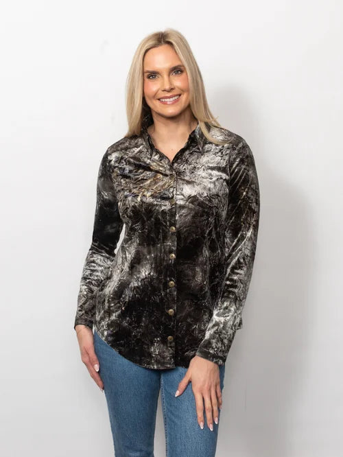 Crushed Velvet Button Shirt