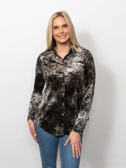 Crushed Velvet Button Shirt