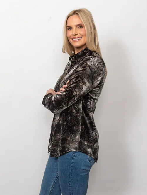 Crushed Velvet Button Shirt