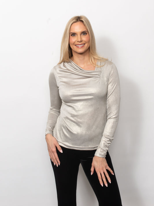Metallic Drape Neck Top
