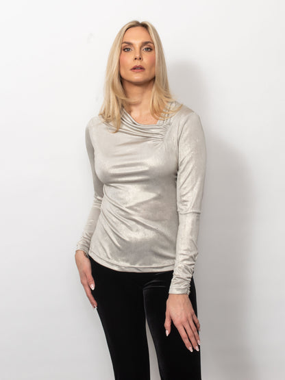 Metallic Drape Neck Top