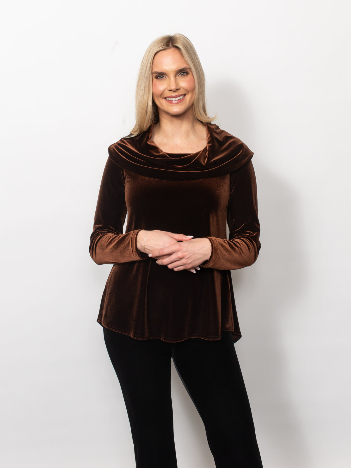 PlushTech Velvet Cowl Neck Top