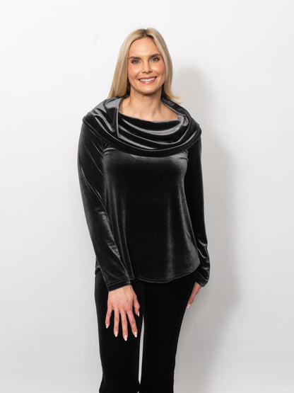 PlushTech Velvet Cowl Neck Top