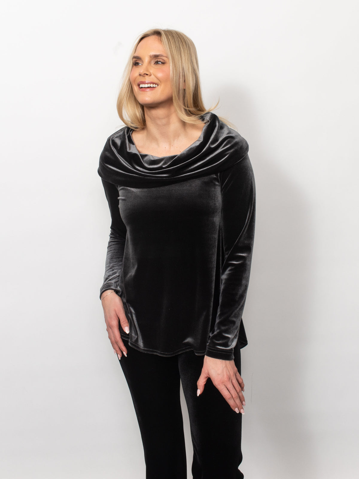 PlushTech Velvet Cowl Neck Top