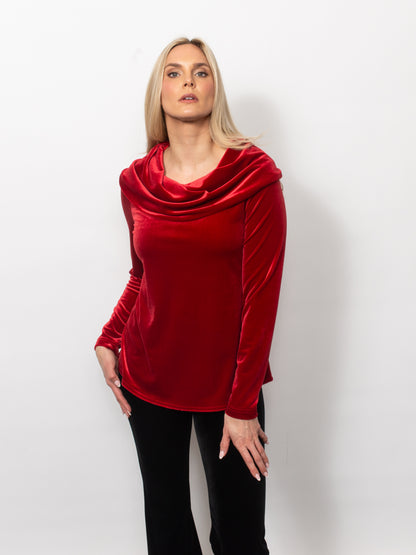 PlushTech Velvet Cowl Neck Top