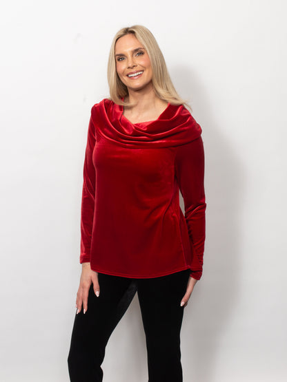PlushTech Velvet Cowl Neck Top