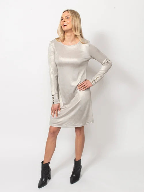 Light Weight Metallic Crew Neck Dress