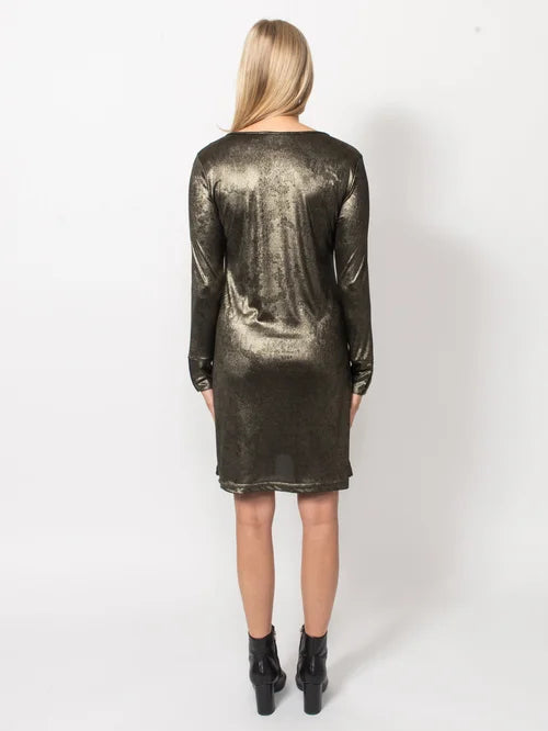 Light Weight Metallic Crew Neck Dress