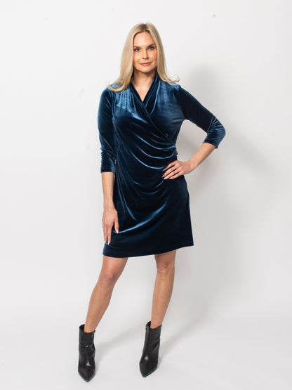 PlushTech Velvet Surplus Wrap Dress