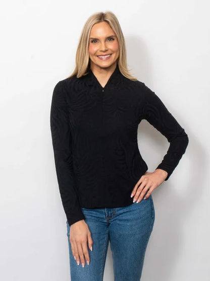 Sport Jacquard Concealed 1/4 Zip Neck Top
