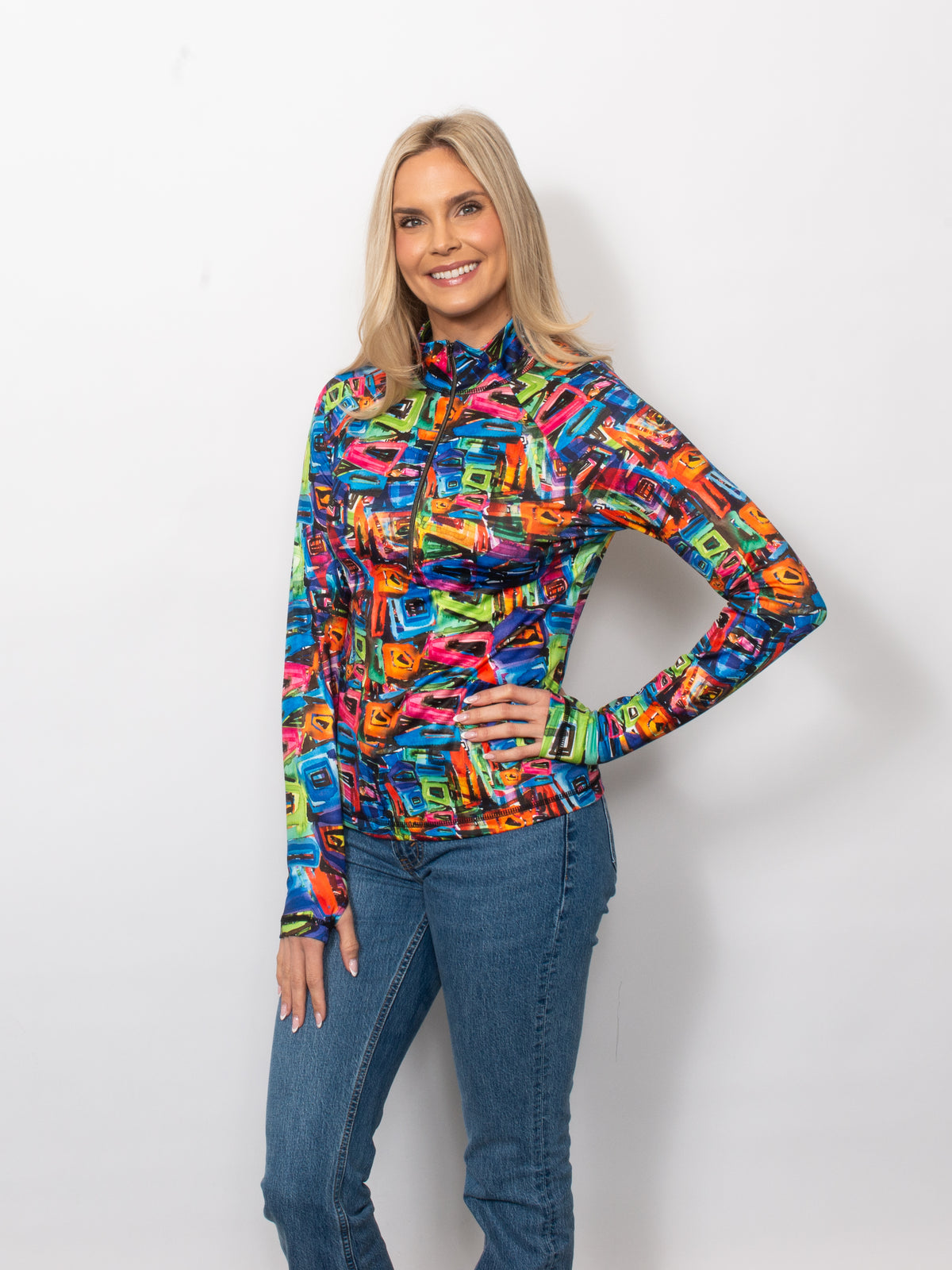 Microfiber Raglan Sleeve 1/4 Zip Top