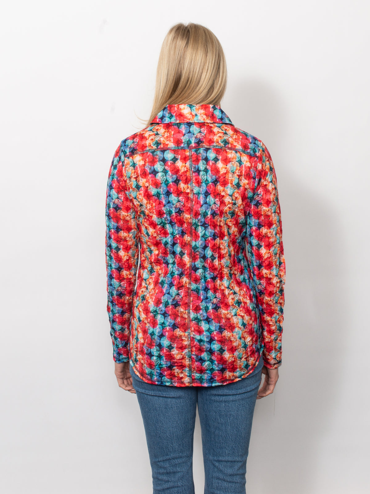 Printed Crinkle Button Up Shirt
