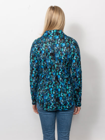 Printed Crinkle Button Up Shirt