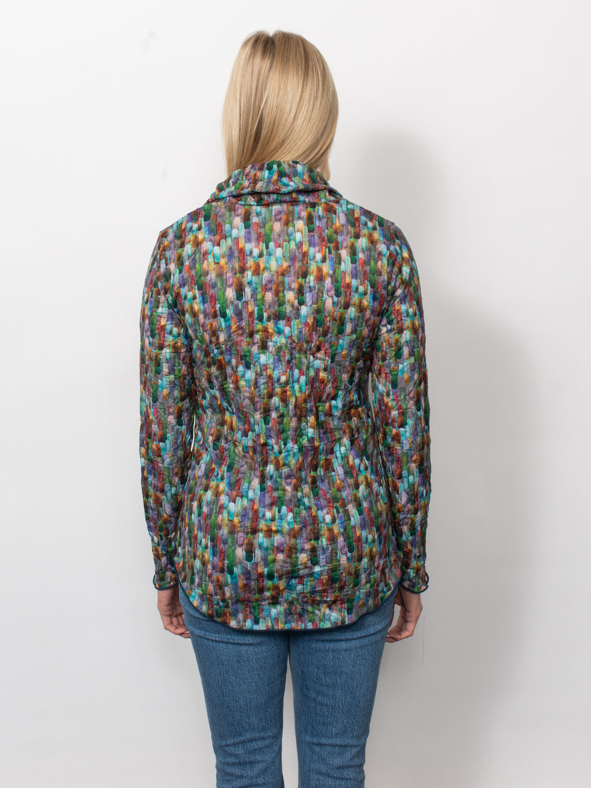 Printed Crinkle Cowl Neck Top