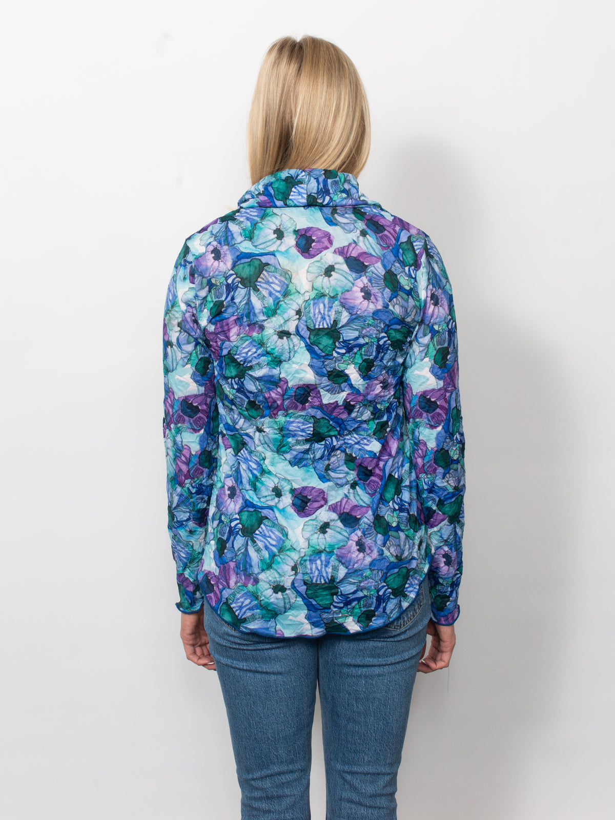 Printed Crinkle Cowl Neck Top