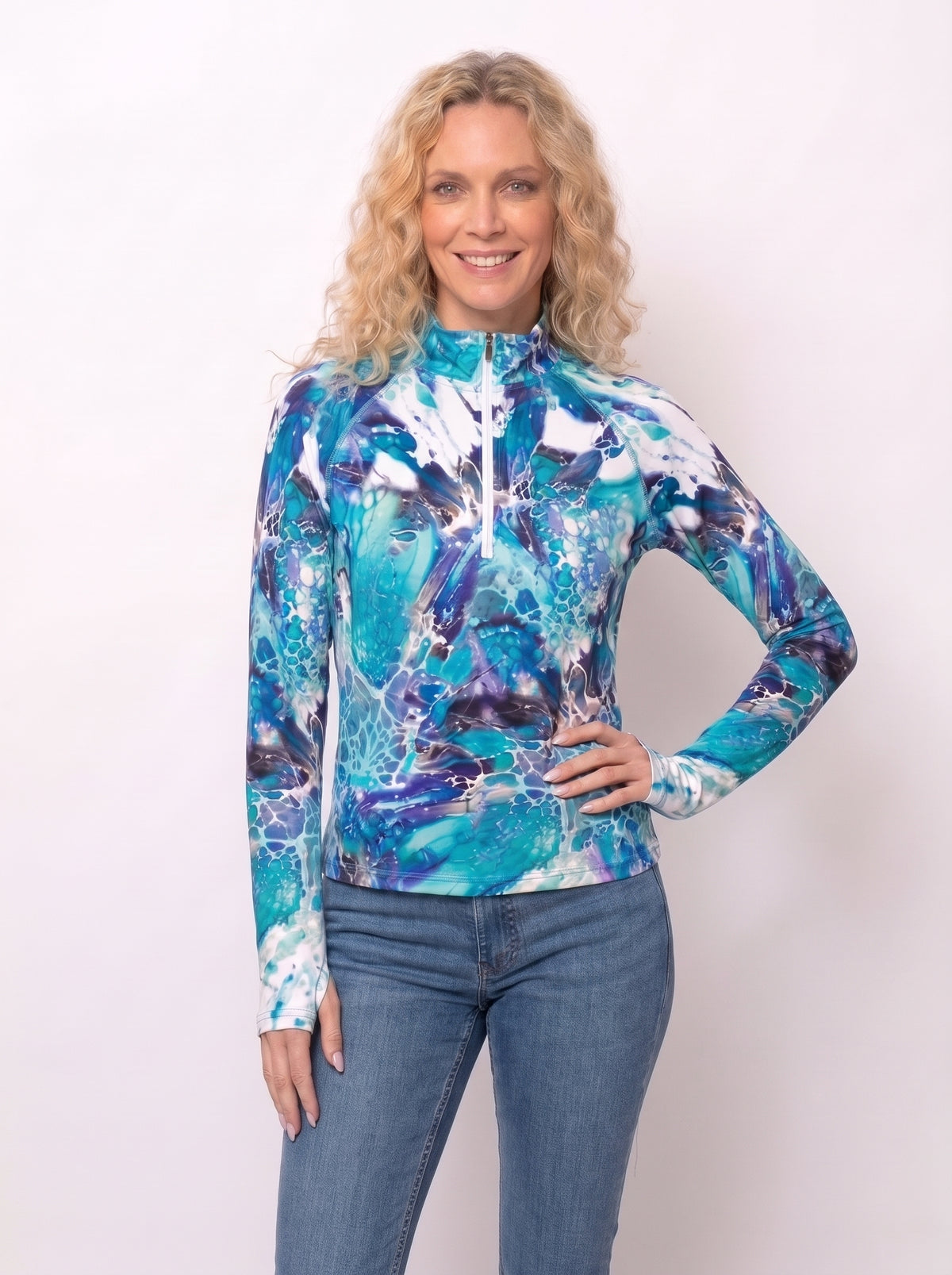 Microfiber Raglan Sleeve 1/4 Zip Top
