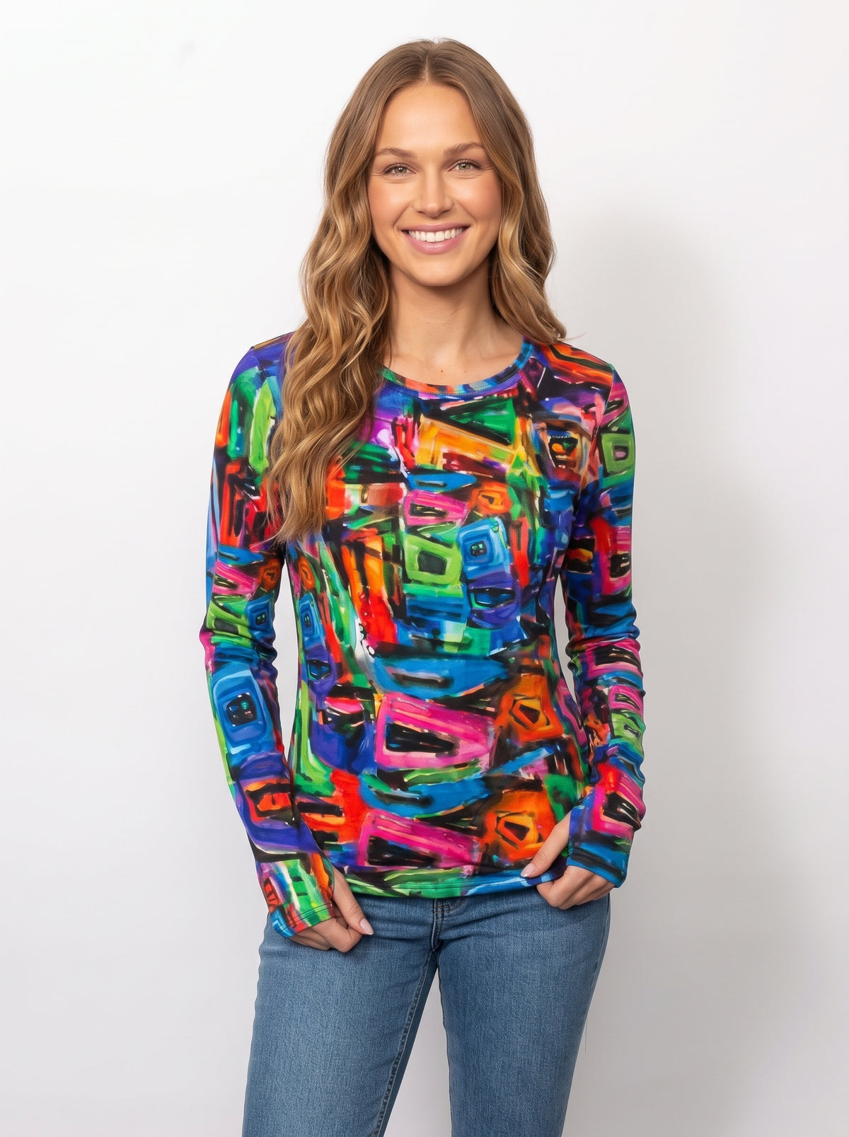 Microfiber Crew Neck Top