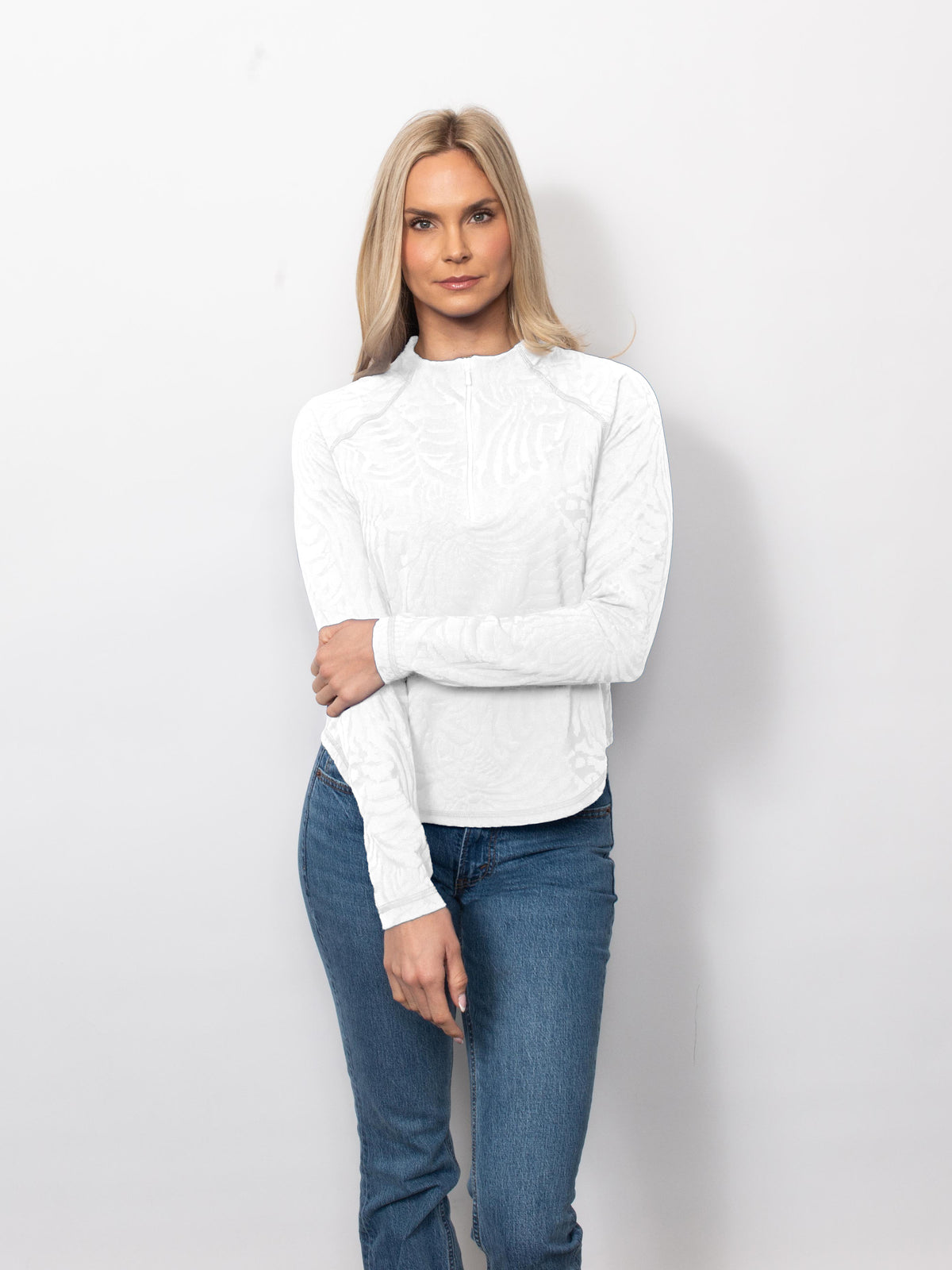 Sport Jacquard Raglan Sleeve Zip Neck