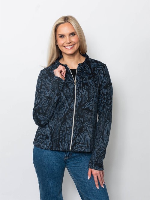 Double Knit Jacquard Full Zip Jacket