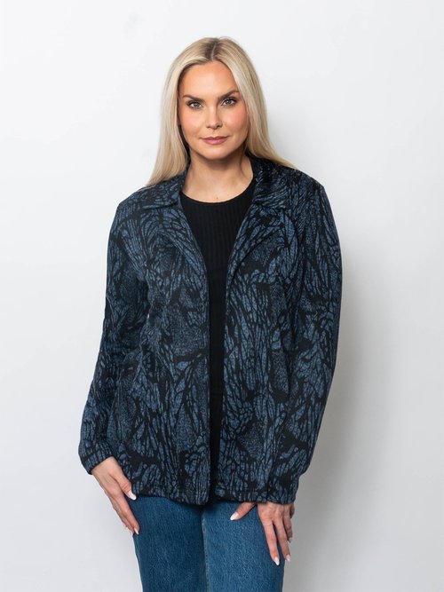 Double Knit Jacquard Open Front Blazer