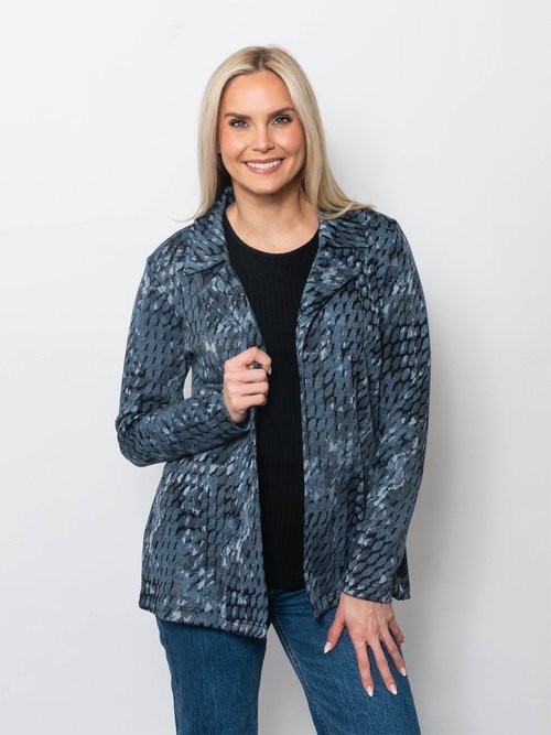 Double Knit Jacquard Open Front Blazer