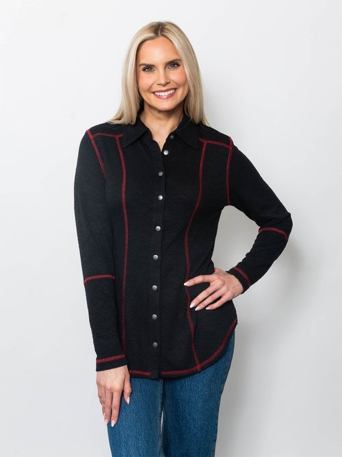 Seersucker Contrast Button Up Shirt