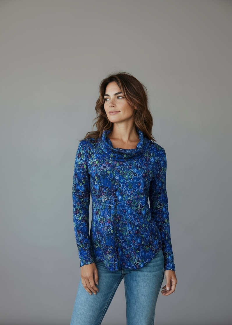 Crinkle Cowl Neck Longsleeve