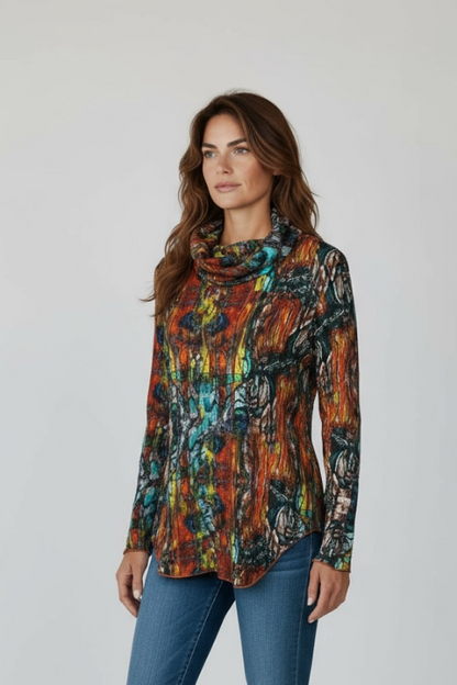 Crinkle Cowl Neck Longsleeve