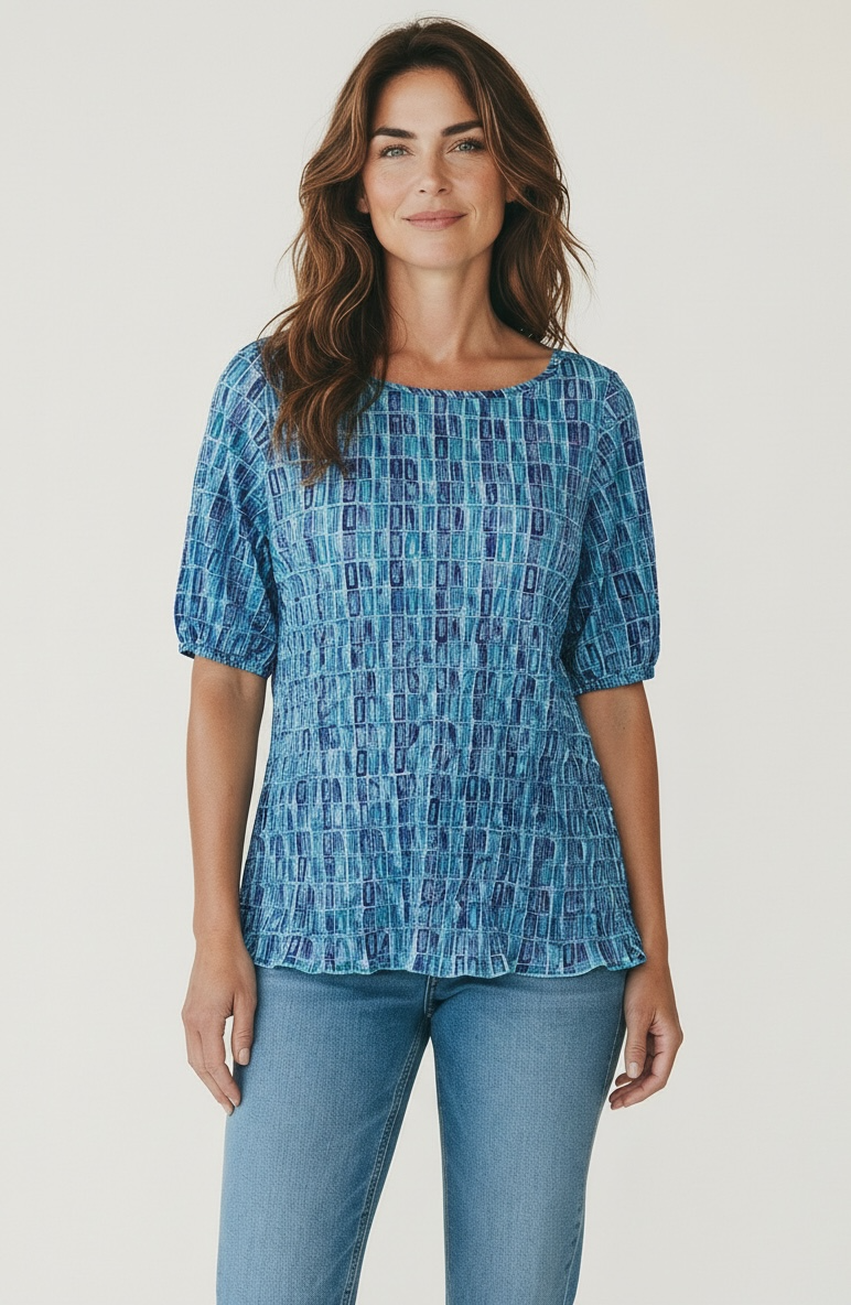 Crinkle Bubble Sleeve Top