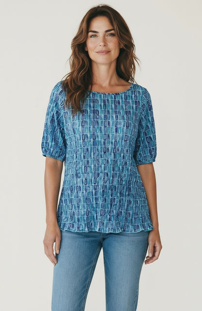 Crinkle Bubble Sleeve Top