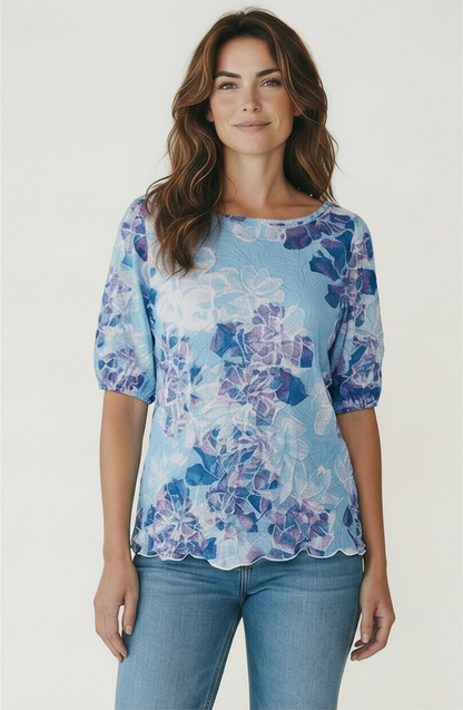 Crinkle Bubble Sleeve Top