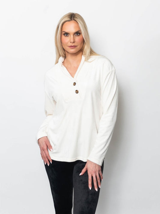 Microfleece Drape Neck Pullover Top