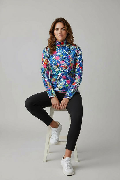 Microfiber Zipped Neck Top