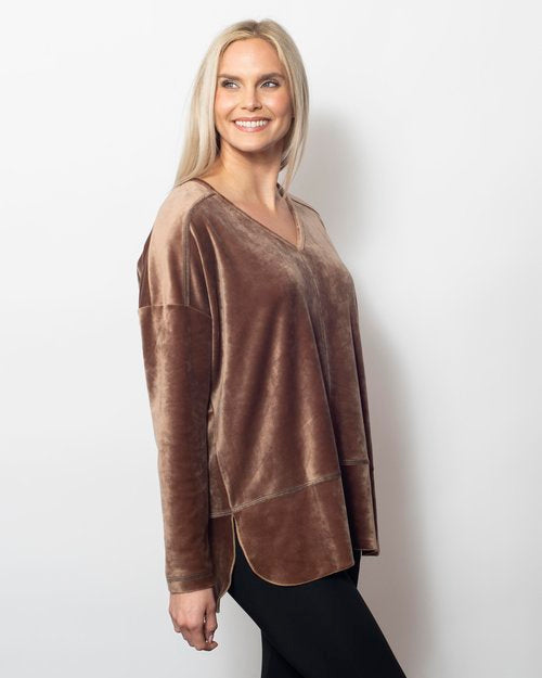 Plush Micro Fleece-Contrast V-Neck