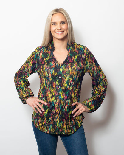 Crinkle Sweetheart Button Blouse